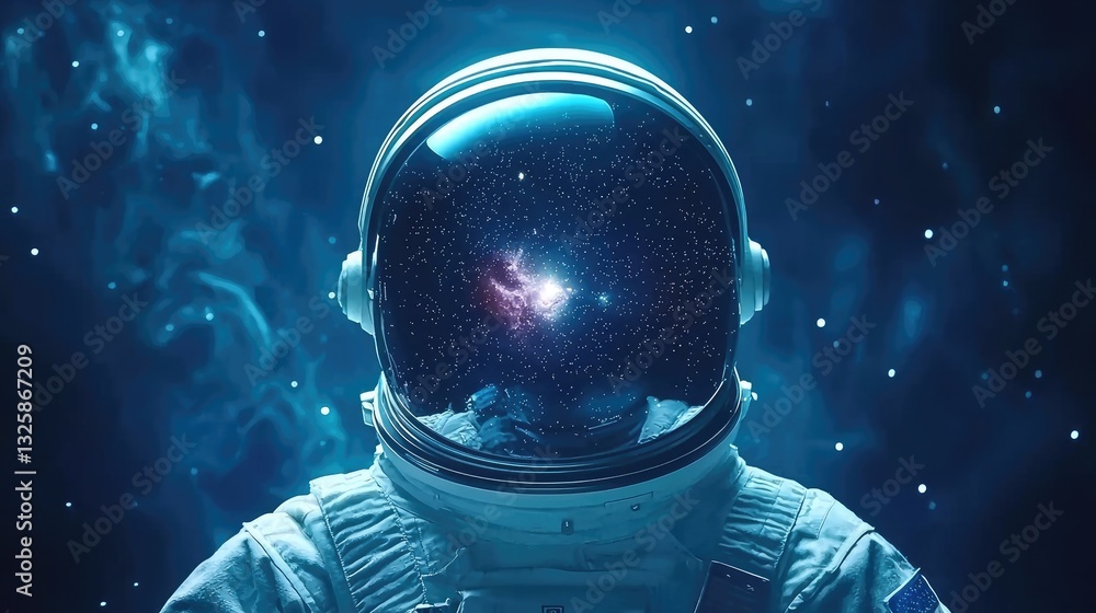 Poster astronaut exploring cosmic wonders space digital art ethereal environment close-up viewpoint galacti