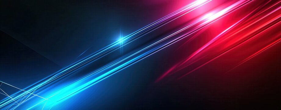 Futuristic Abstract Cyberpunk Background for Technology and Future-Themed Designs or Promotions, Inspiring Viewers to Imagine Cutting-Edge Technology and Infinite Possibilities. Red and Blue Light Bea