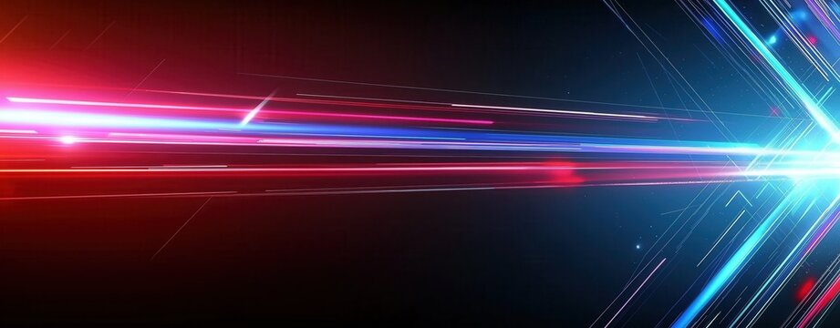 Futuristic Abstract Cyberpunk Background for Technology and Future-Themed Designs or Promotions, Inspiring Viewers to Imagine Cutting-Edge Technology and Infinite Possibilities. Red and Blue Light Bea