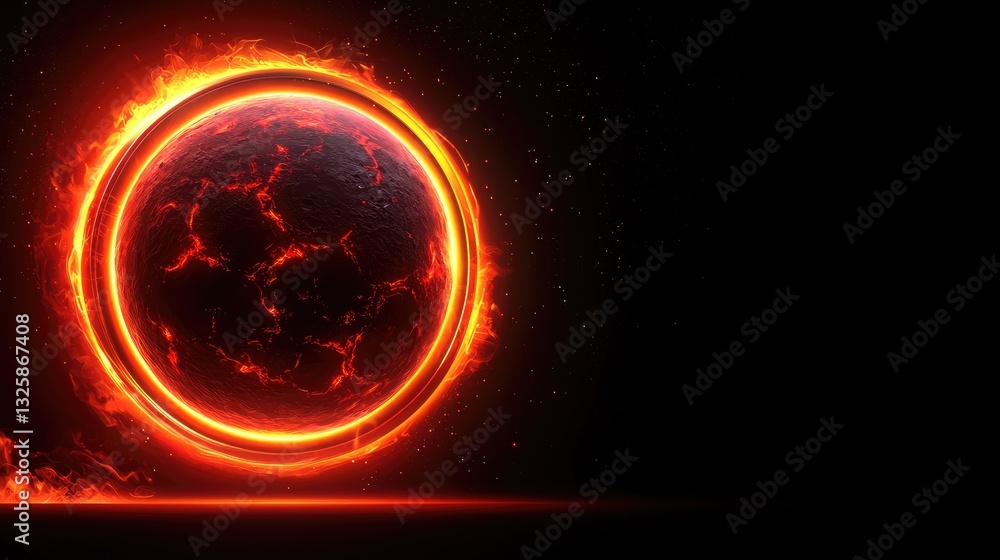 Poster cosmic solar eclipse event outer space digital art dark environment wide-angle view celestial phenom