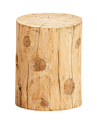 isolated transparent Background. Natural wooden tree stump with visible grain and knots, showcasing rustic charm and raw beauty
