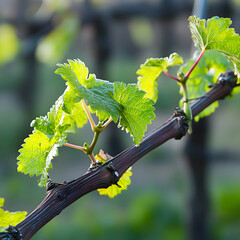 New Grapevine Growth: Spring Vine Leaves isolated on transparent background