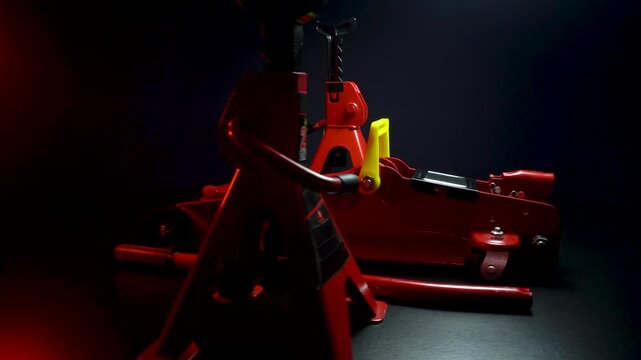 tuned new parts jack with stands red for lifting and repairing sports cars drift rally drag racing
