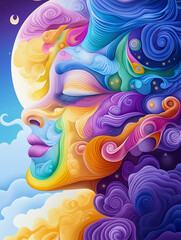 抽象数字艺术多彩简洁插画