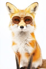 Obraz premium Fox wearing stylish sunglasses posing confidently for a trendy and fun photo shoot, capturing the essence of playful wildlife in modern fashion.