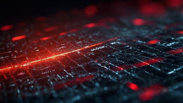 Glowing Error message on cracked computer screen conveys urgent tech issues. Digital problem warning alert shown in red, symbolizes software malfunction, cyber attack, data crash.