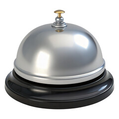 Polished Silver Service Bell with Black Base for Hospitality and Front Desk Use