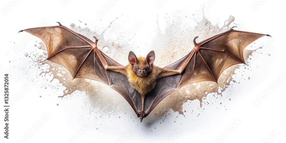 Poster captivating top-down view of cuphea bats on white background - fresh and splash effect with copy spa