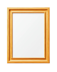 Obraz premium isolated transparent Background. Wooden photo frame with natural finish and blank white center, perfect for displaying pictures or artwork