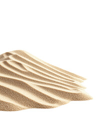 isolated transparent Background. smooth conical sand pile with fine grains and soft ripples creating natural texture
