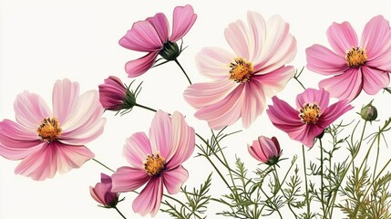 Artistic design featuring delicate cosmos flowers.
