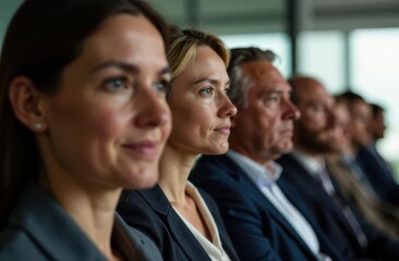 Obraz premium Professionals engaged in a journey of exploration in an AI conference setting