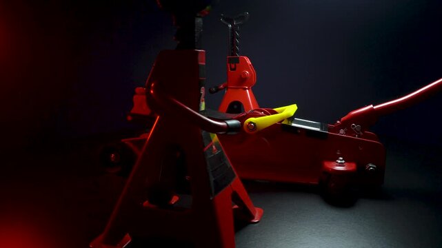 tuned new parts jack with stands red for lifting and repairing sports cars drift rally drag racing