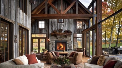 Fototapeta premium A captivating Vermont barn conversion showcasing rustic charm.
