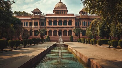 A historic colonial government building in New Delhi.