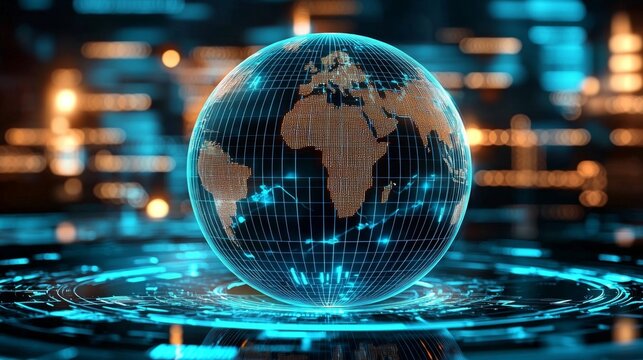 Innovative holography showcasing a globe dedicated to cybersecurity awareness.