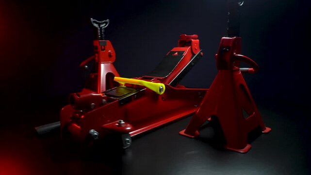 tuned new parts jack with stands red for lifting and repairing sports cars drift rally drag racing