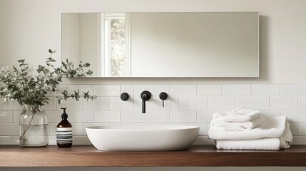 Minimalist Bathroom with Simple Vanity and Natural Light