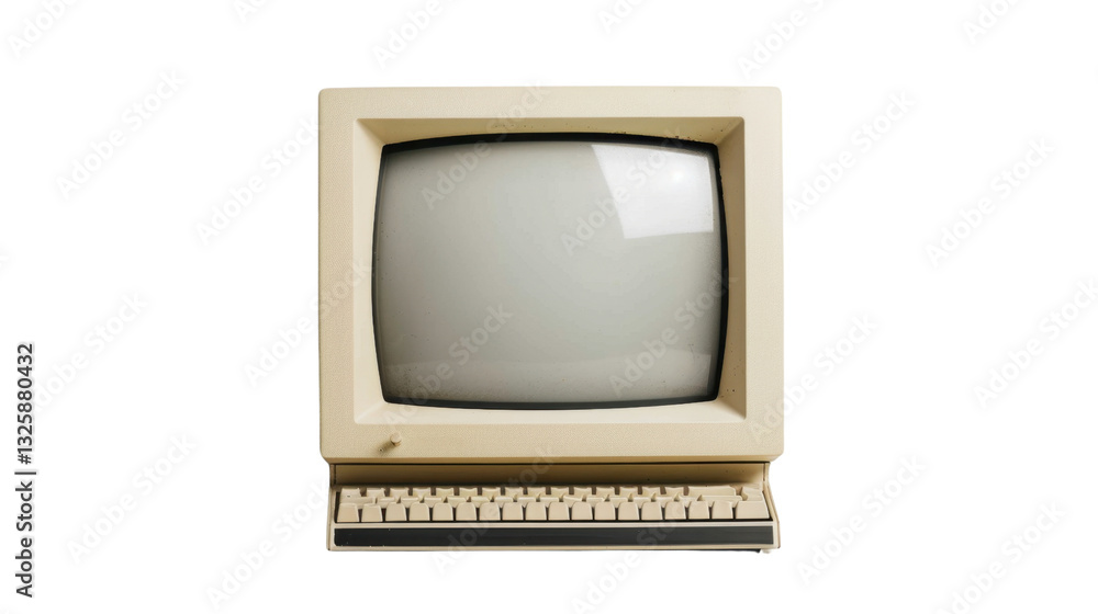 Aufkleber vintage personal computer with transparent background displaying blank screen