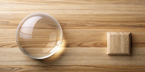 Flat Lay Food Photography: Modern Clear Foam on Wooden Texture, Copy Space