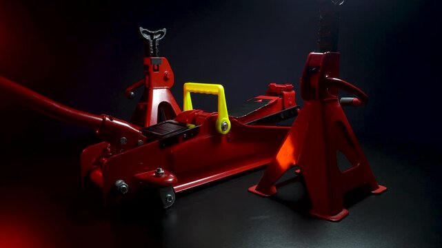 tuned new parts jack with stands red for lifting and repairing sports cars drift rally drag racing