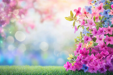 lilac flowers on a green background