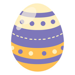 Blue striped Easter egg png transparent for holiday decoration, Easter egg perfect for festive design. Decorative blue Easter egg with dots png Clipart for party use.