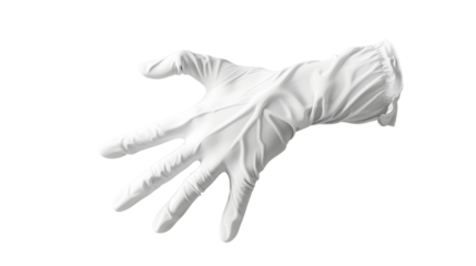 White gloved hand reaching out on transparent background