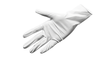 White latex glove gesturing on transparent background