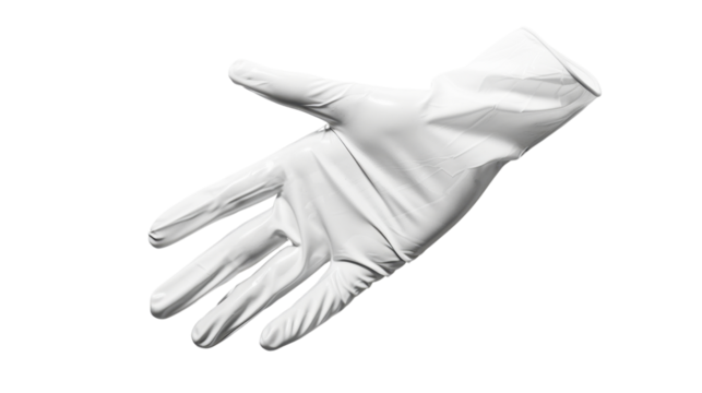 White latex glove gesturing on transparent background