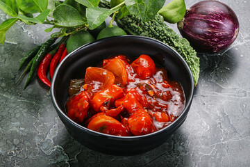 Chinese cuisine - chicken in sweet and sour sauce