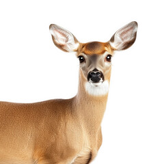 Fototapeta premium deer showcasing its features against a white background the deer appears calm and alert highlighting its natural beauty