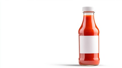 Red ketchup bottle with blank label