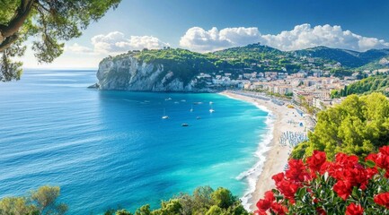 Fototapeta premium Stunning coastal views featuring charming towns.