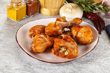 Raw marinated chicken drumstick for cooking