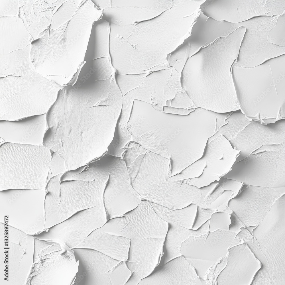 Poster abstract white texture background of thick paint strokes and layers with subtle shadowing adds depth