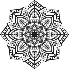 Ornamental round lace mandala with vintage floral geometric design
