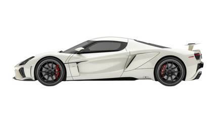 White supercar isolated on transparent background showing speed and luxury