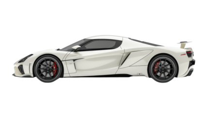 White supercar isolated on transparent background showing speed and luxury