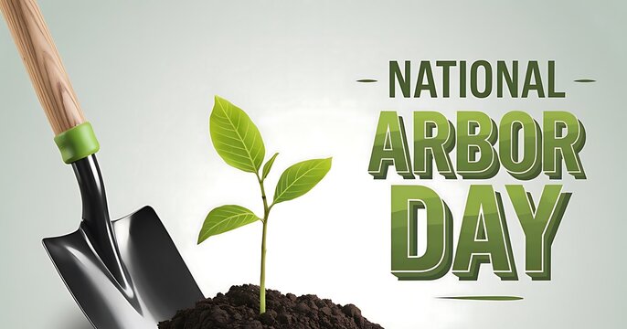 Arbor Day: A symbolic image of a young sapling and a shovel celebrate National Arbor Day, advocating for environmental stewardship and the planting of trees.