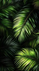 The background features intricate silhouettes of palm fronds, ideal for a serene ambiance.