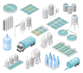 Water Purification Industrial System and Facility Vector Set