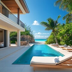 Serene Coastal Residence with Private Pool and Beach Access, Ideal for Relaxation and tranquility