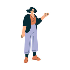 Woman Character Stand and Talk to Somebody Vector Illustration