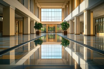 Obraz premium A clean and minimalist design of a modern workspace with natural light and simple decor.