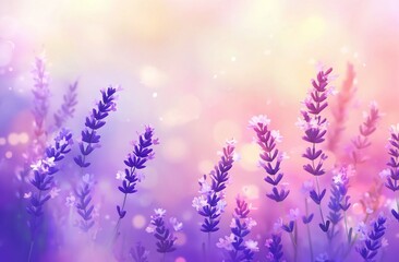 Naklejka premium Soft focus image of lavender flowers in a field at sunset.
