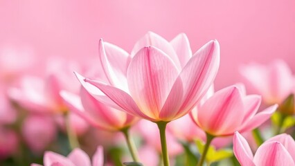 Obraz premium Delicate petals unfurl on a soft pink background, garden, blooms