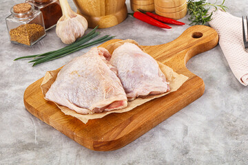 Raw chicken thigh for cooking