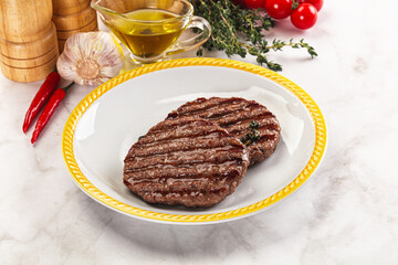 Grilled beef cutlet for burger