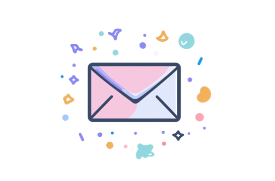 icon of an envelope, with simple lines on a white background, in a transparent PNG